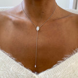 Diamond Lariat Necklace 1 ct White Gold
