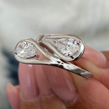 Toi-et Moi Ring 1.1 ct TCW , Solid Gold 14k