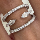 Diamond 3 Row Band Ring 1.5 ct White Gold