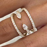 Diamond 3 Row Band Ring 1.5 ct Yellow Gold