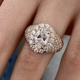 Diamond Dome Ring 3.70 ct TCW, Rose Gold
