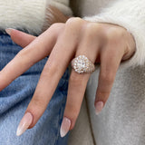 Diamond Dome Ring 3.70 ct TCW, Rose Gold