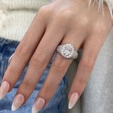 Diamond Dome Ring 3.20 ct TCW, White Gold