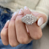 Diamond Dome Ring 4.35 ct TCW, White Gold