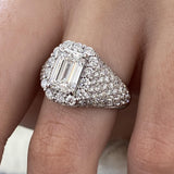 Diamond Dome Ring 4.25 ct TCW, White Gold