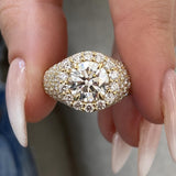 Diamond Dome Ring 4.15 ct TCW, Yellow Gold