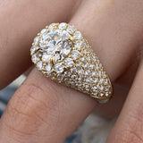 Diamond Dome Ring 4.15 ct TCW, Yellow Gold