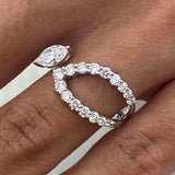 Diamond Statement Fashion Ring 0.95 ct TCW, White Gold 14K