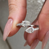 Diamond Wrap Ring 1.36 Carat White Gold 14K