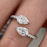 Diamond Wrap Ring 1.36 Carat White Gold 14K