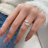 Diamond Wrap Ring 1.36 Carat White Gold 14K