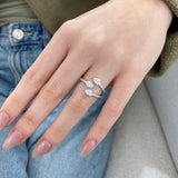 Diamond Wrap Ring 1.34 Carat White Gold 14K
