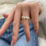Diamond 5 Stone Ring 1.50 Carat Yellow Gold 14K