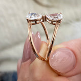 Toi-et Moi Ring 1.1 ct TCW , Solid Gold 14k