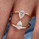 Toi-et Moi Ring 1.1 ct TCW , Solid Gold 14k