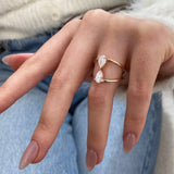 Toi-et Moi Ring 1.1 ct TCW , Solid Gold 14k