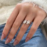 Toi-et Moi Ring 2 ct TCW , Solid Gold 14k