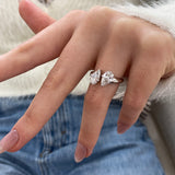 Toi-et Moi Ring 2 ct TCW , Solid Gold 14k
