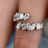 Diamond Wrap Ring 1.66 Carat White Gold 14K