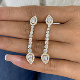 Diamond Dangle Earrings 3.6 ct Yellow Gold