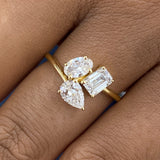 Diamond 3-Stone Cluster Ring 1.3 ct Yellow Gold