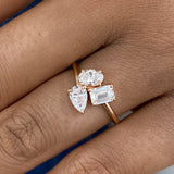 Diamond 3-Stone Cluster Ring 1.2 ct Rose Gold