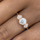 Diamond 3-stone Bezel Ring 0.9 ct Rose Gold