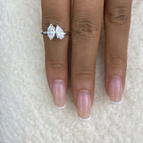 Toi-et Moi Ring 1.3 ct TCW , Solid Gold 14k