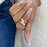 3 Stone Ring 1.6 ct TCW , Solid Gold 14k
