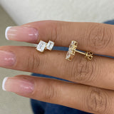 Diamond Post-On Earrings 1.8 ct Yellow Gold