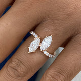 Diamond 2-Stone Ring 1.8 ct Rose Gold