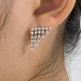Diamond Dangle Earrings 1.1 ct White Gold