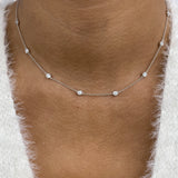 Diamond Stationed Necklace 1.3 ct White Gold
