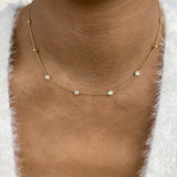 Diamond Stationed Necklace 1.3 ct Yellow Gold