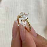 Toi-et Moi Ring 1.2 ct TCW , Solid Gold 14k