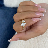 Toi-et Moi Ring 1.2 ct TCW , Solid Gold 14k