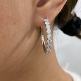 Diamond Hoop Earrings 3 ct White Gold