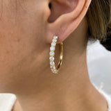 Diamond Hoop Earrings 3.1 ct Yellow Gold