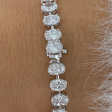 Oval Tennis Bracelet 12.5ct TCW, White Gold 14K