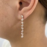 Diamond Drop Earrings 3.1 ct Rose Gold
