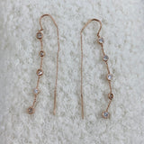 Diamond Threader Earrings 0.8 ct Rose Gold