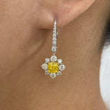 Diamond Dangle Earrings 3.3 ct White Gold