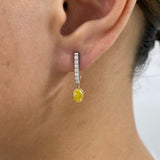 Diamond Dangle Earrings 1.2 ct White Gold