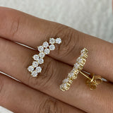 Diamond Climber Earrings 1.9 ct Yellow Gold