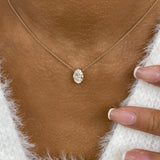 Minimalist Necklace 1.5 ct TCW , Solid Gold 14k