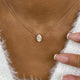 Minimalist Necklace 1.5 ct TCW , Solid Gold 14k