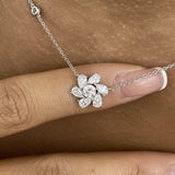 Cluster Necklace 1.3 ct TCW , Solid Gold 14k