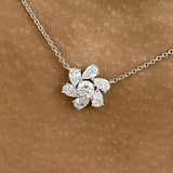 Cluster Necklace 1.3 ct TCW , Solid Gold 14k