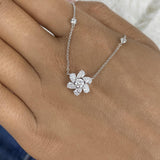 Cluster Necklace 1.3 ct TCW , Solid Gold 14k