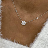 Cluster Necklace 1.3 ct TCW , Solid Gold 14k